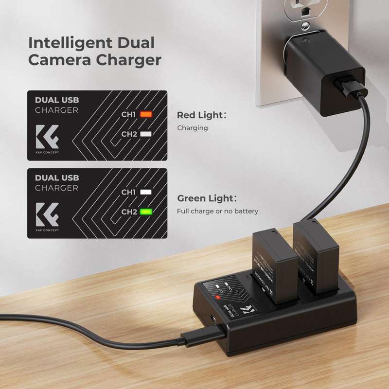 K&F Fuji NP-W126 Battery Kit - 2 Batteries and Dual Charger | KF28.0030