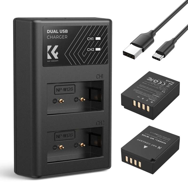K&F Fuji NP-W126 Battery Kit - 2 Batteries and Dual Charger | KF28.0030
