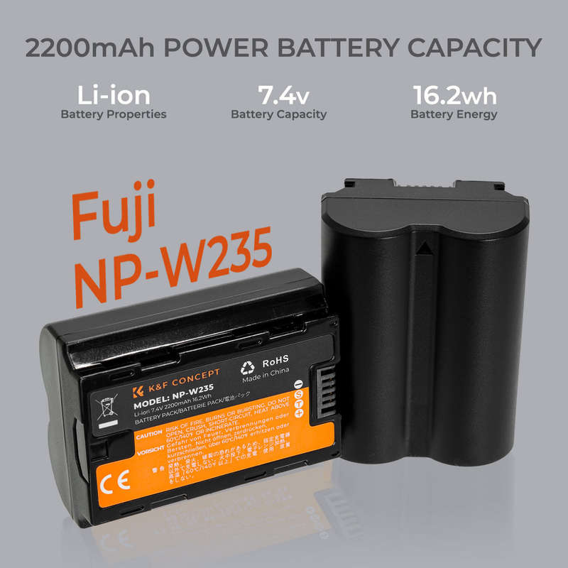 K&F Fuji NP-W235 Battery Kit - 2 Batteries and Dual Charger | KF28.0018