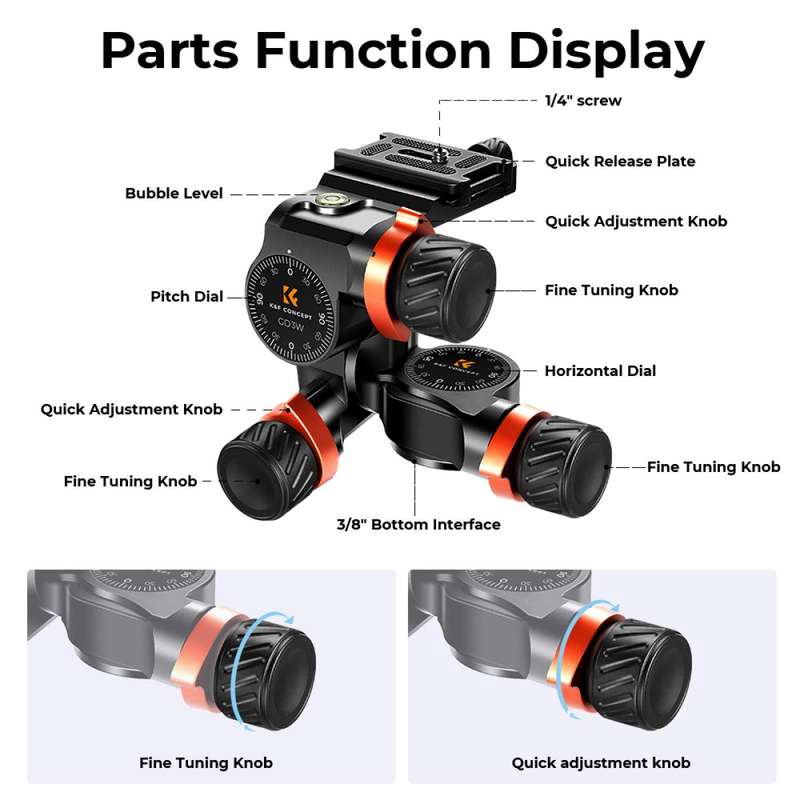 K&F Geared Tripod Head the Ultimate in Precision Shooting | KF31.047