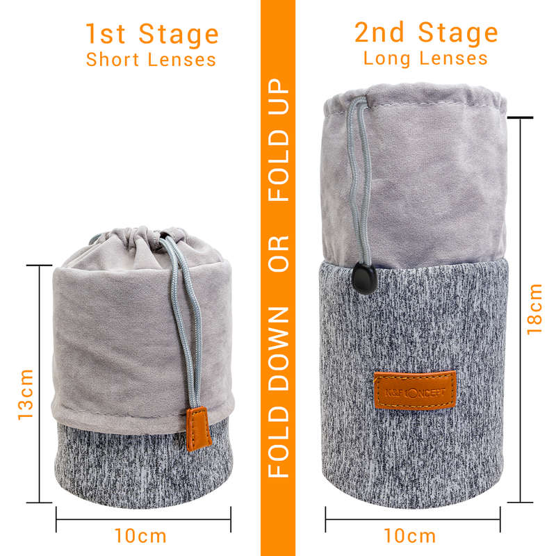 K&F Lens Pouch; Neoprene Padded and Adjustable with a Lens Cloth | KF13.121