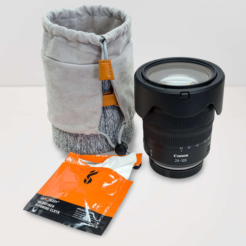 K&F Lens Pouch; Neoprene Padded and Adjustable with a Lens Cloth | KF13.121