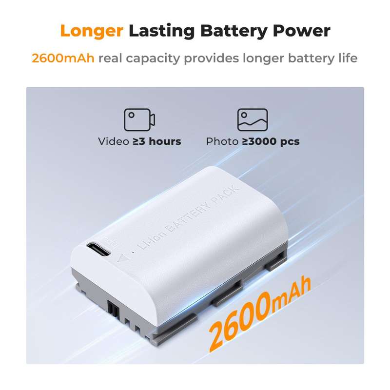 K&F LP-E6NH Camera Battery for Canon with USB-C Charging Port | KF28.0033