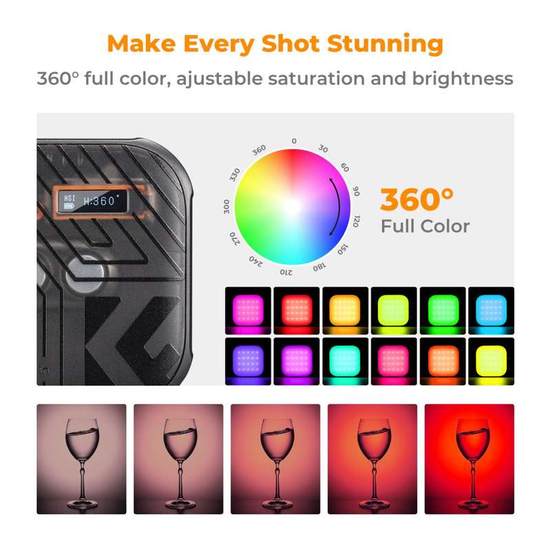 K&F Mini RGB LED Video Light with a Built-in Battery (Black) | KF34.036