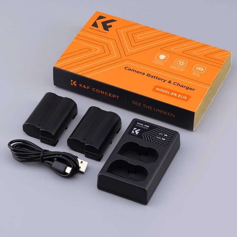 K&F Nikon EN-EL15 Battery Kit - 2 Batteries and Dual Charger | KF28.0012