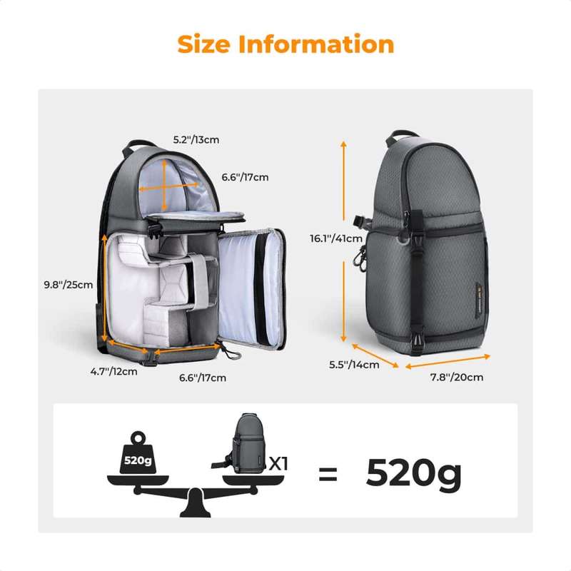 K&F Slim-Shooter (Black) a Trendy Sleek and Active Camera Bag | KF13.141