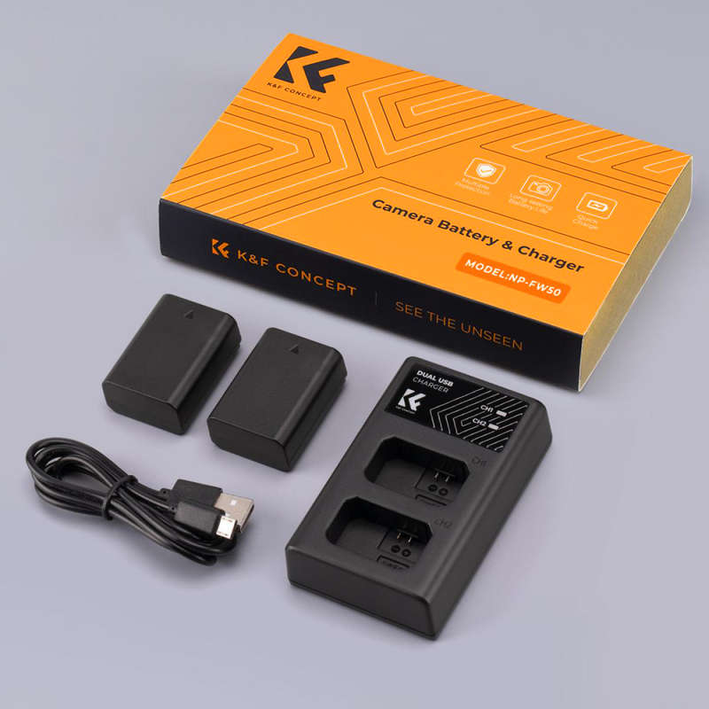 K&F Sony FW-50 Battery Kit - 2 Batteries and Dual Charger | KF28.0015