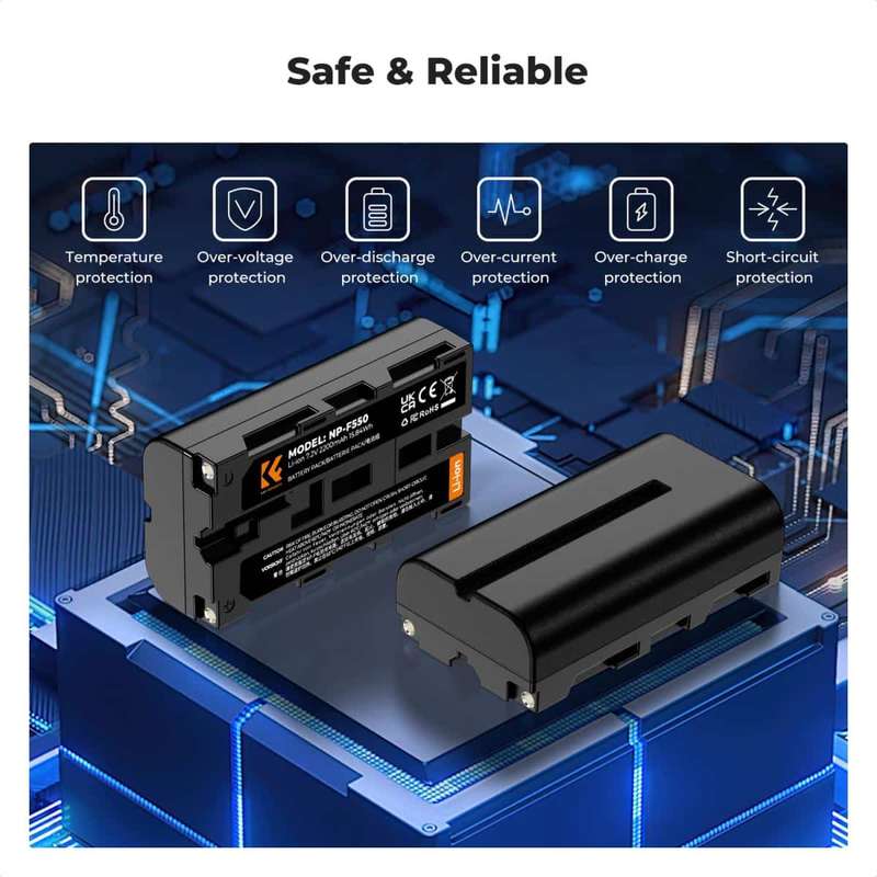 K&F Sony NP-F550 Battery Kit - 2 Batteries and Dual Charger | KF28.0046