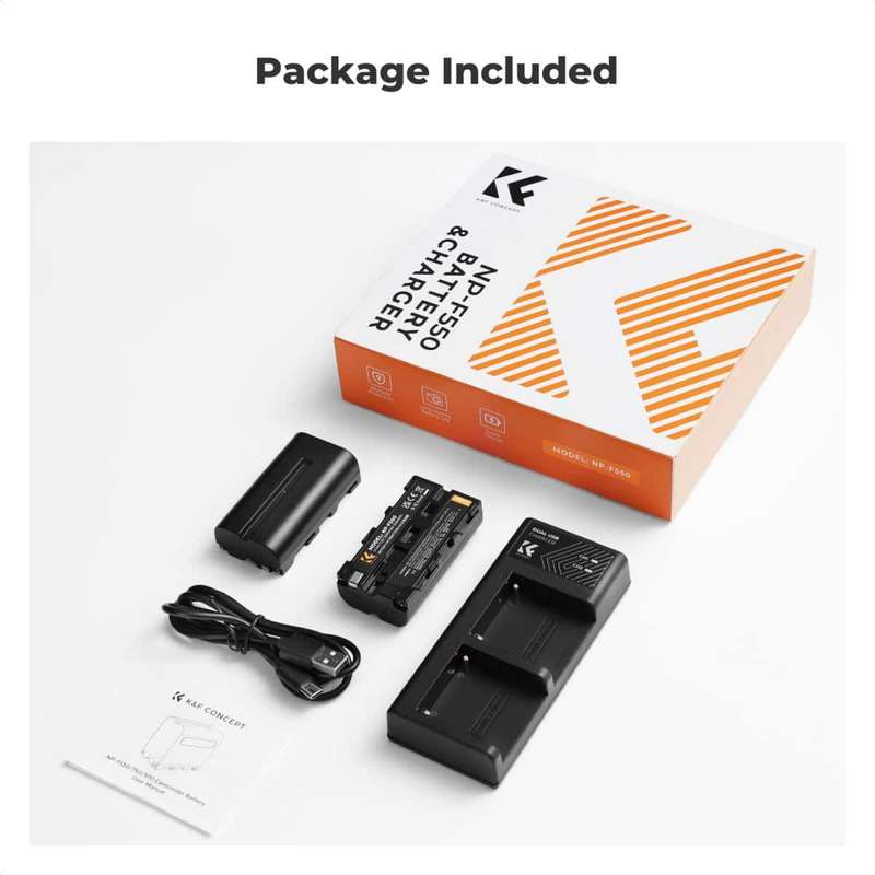 K&F Sony NP-F550 Battery Kit - 2 Batteries and Dual Charger | KF28.0046