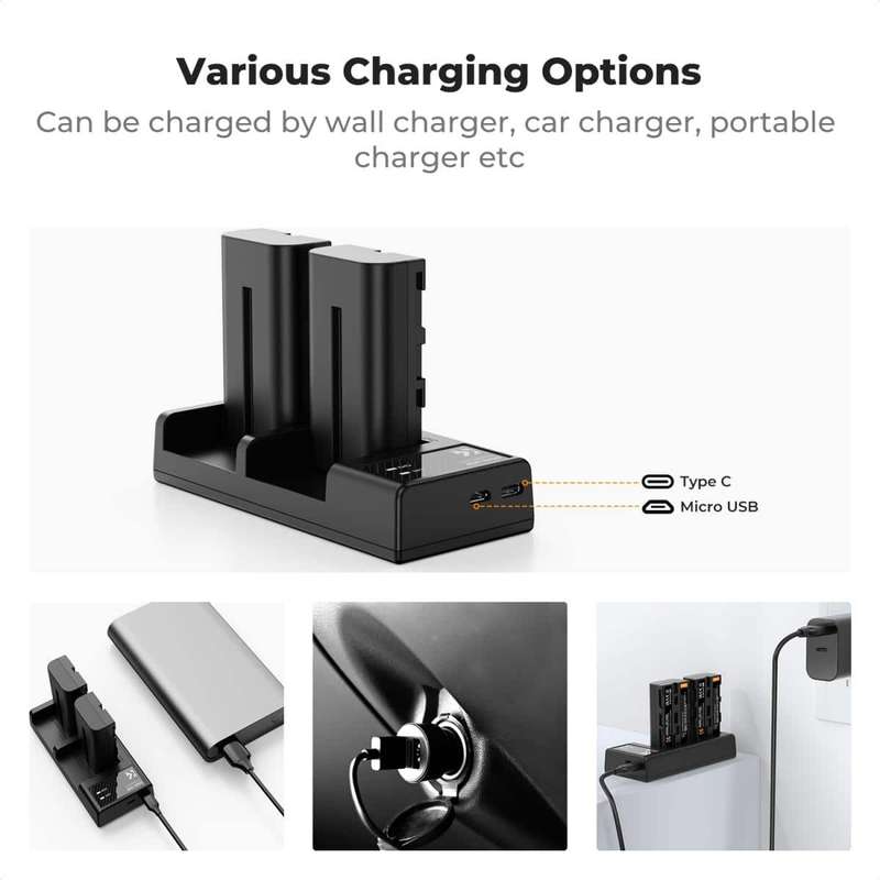 K&F Sony NP-F550 Battery Kit - 2 Batteries and Dual Charger | KF28.0046