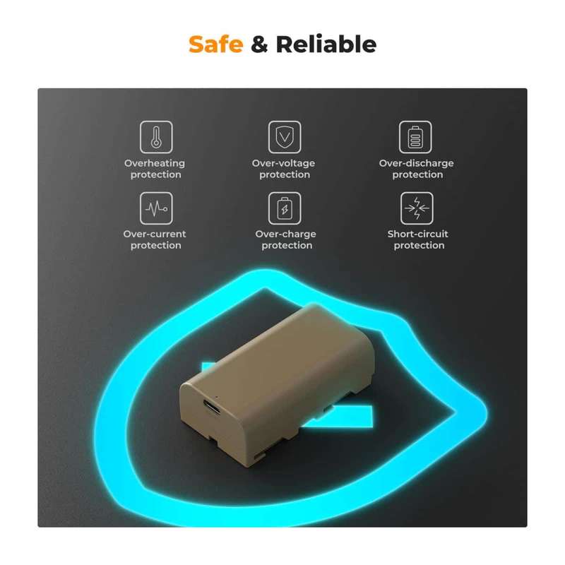 K&F NP-F550 Camera Battery for Sony with USB-C Charging Port | KF28.0035