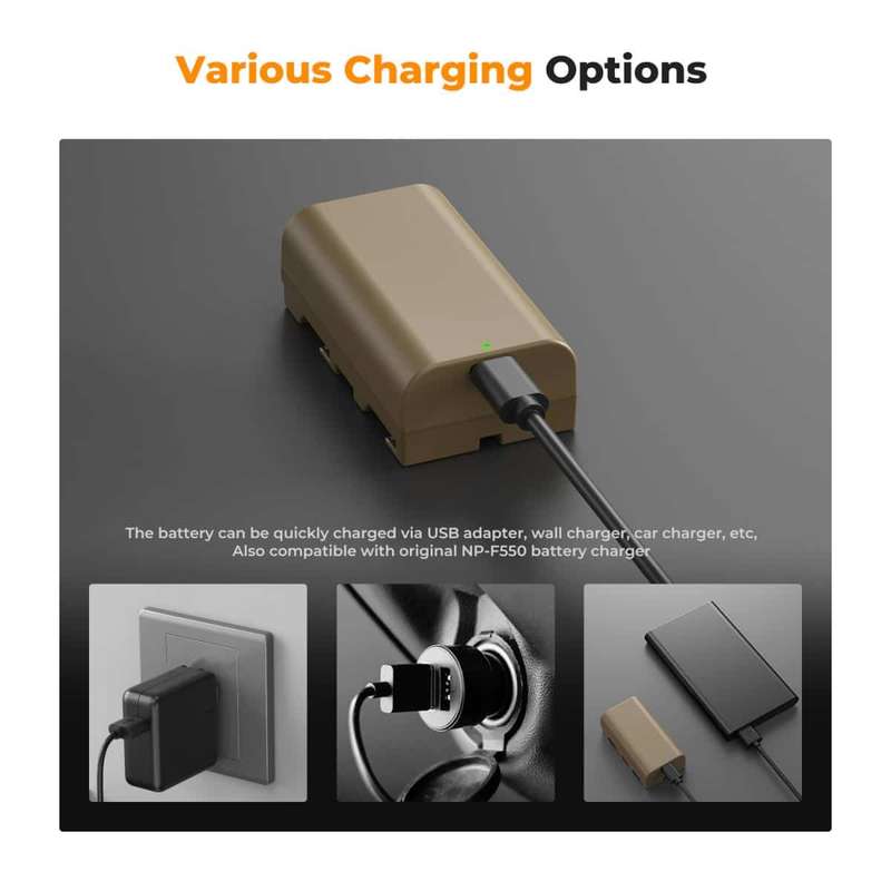 K&F NP-F550 Camera Battery for Sony with USB-C Charging Port | KF28.0035