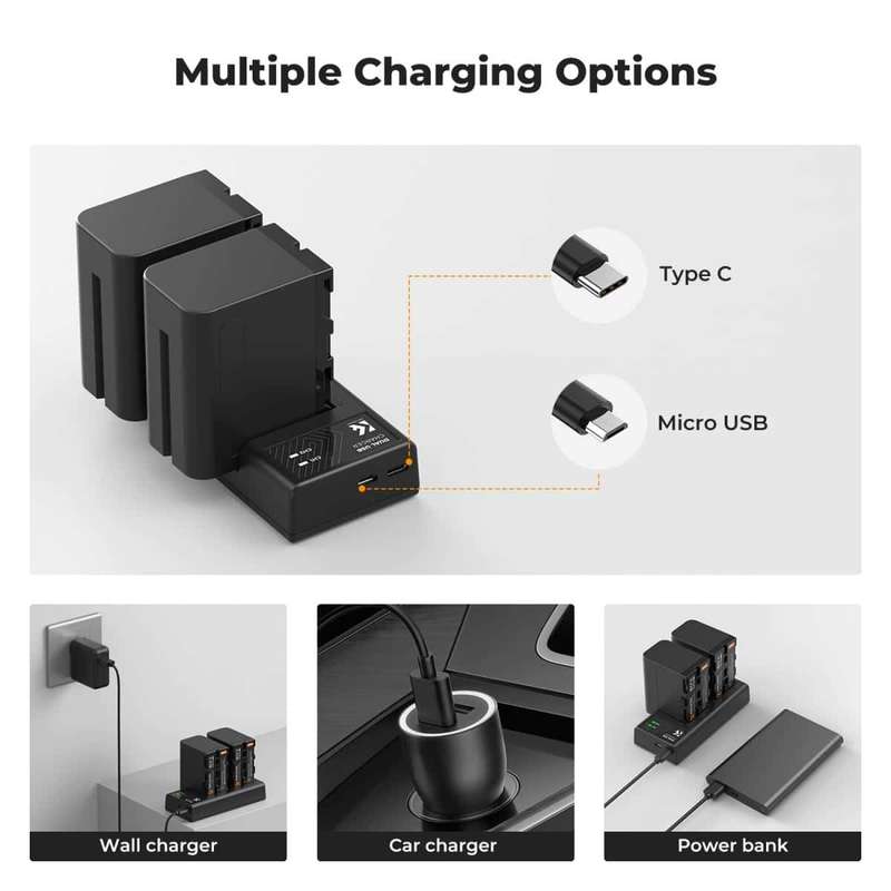 K&F Sony NP-F970 Battery Kit - 2 Batteries and Dual Charger | KF28.0047