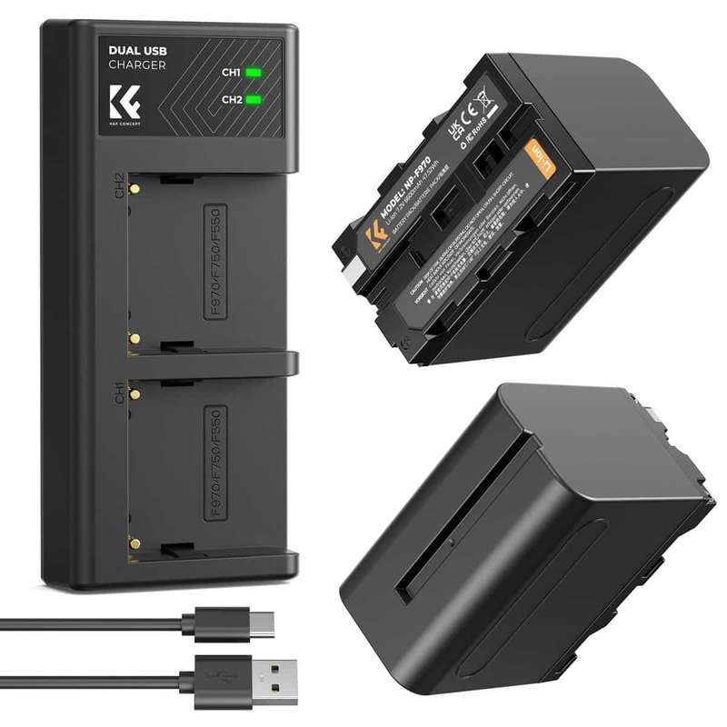 K&F Sony NP-F970 Battery Kit - 2 Batteries and Dual Charger | KF28.0047