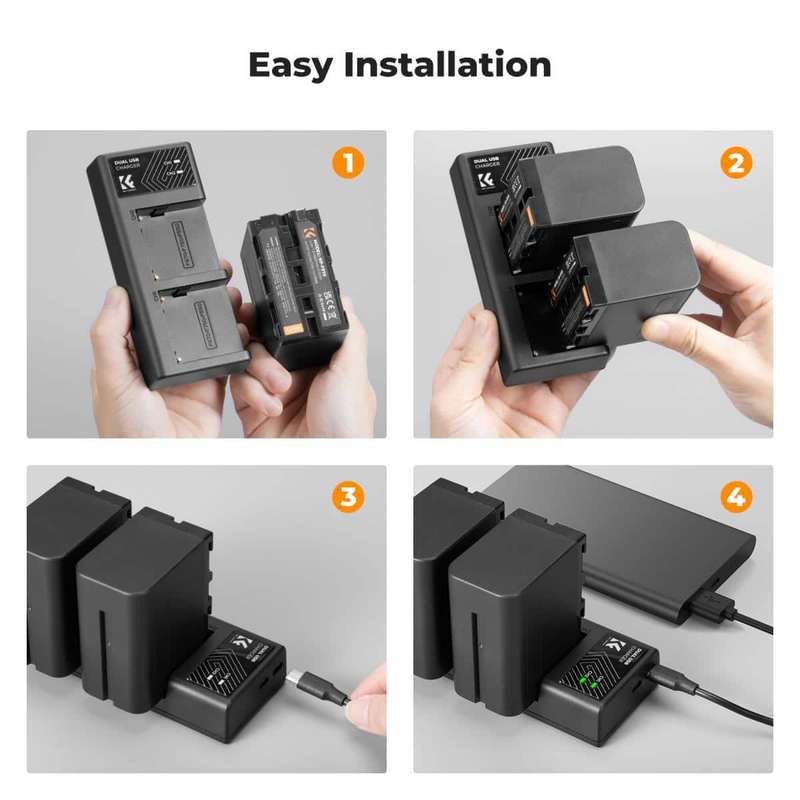 K&F Sony NP-F970 Battery Kit - 2 Batteries and Dual Charger | KF28.0047
