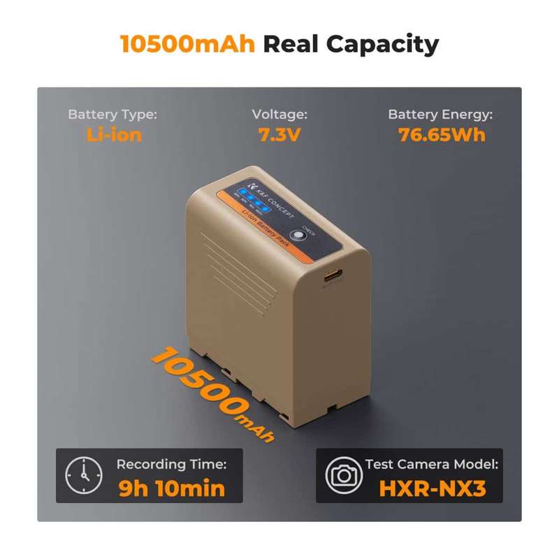 K&F NP-F970 Camera Battery for Sony with USB-C Charging Port | KF28.0036