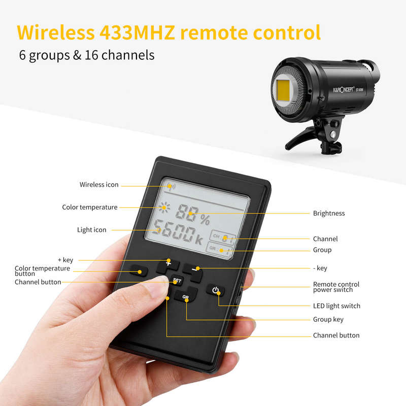 K&F ST-60W LED Video Light - Dimmable Daylight COB LED with Bowens Mount