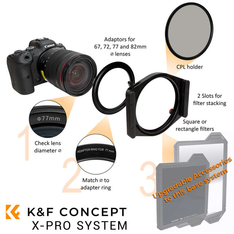 K&F X-Pro Filter System with CPL for 67-82mm lenses | SKU.1811
