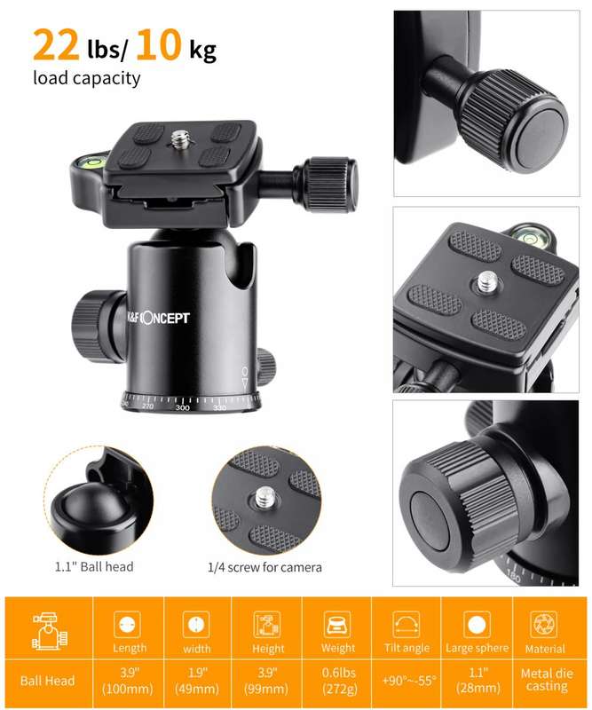 K&F CF-Pro Photography Tripod with Monopod | KF09.095
