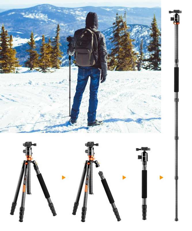 K&F CF-Pro Photography Tripod with Monopod | KF09.095