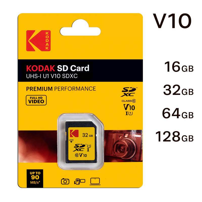 Kodak 128GB SD Card Premium Performance with UHS-I U1 V10 for HD Capture