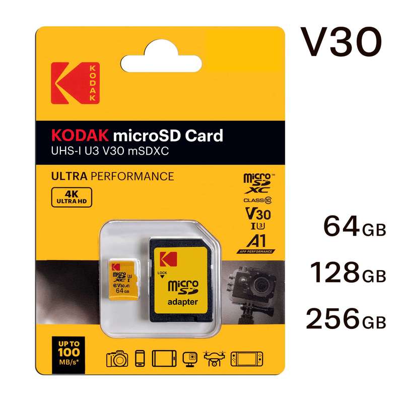 Kodak 128GB MicroSD Card Ultra Performance with UHS-I U3 V30 for 4k Capture