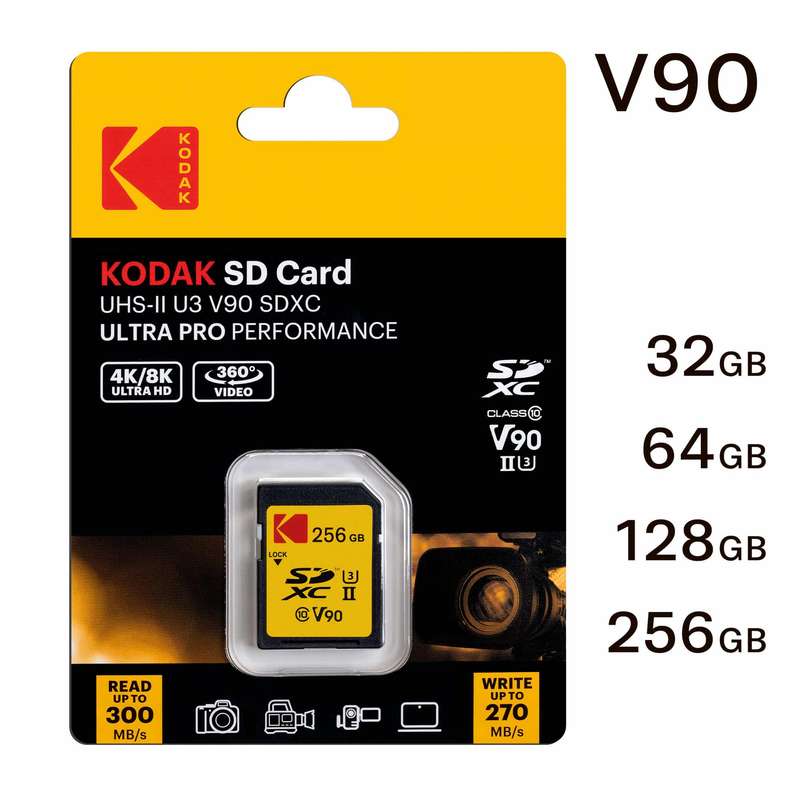 Kodak 32GB SD Card Ultra Pro with UHS-II U3 V90 for 4k or 8k Capture