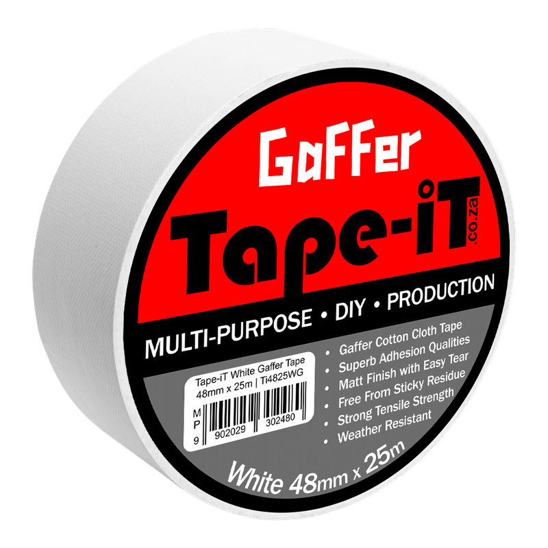 Tape-iT 2 Pack of White Gaffer Tape Rolls 48mm x 25m | Ti4825WG2
