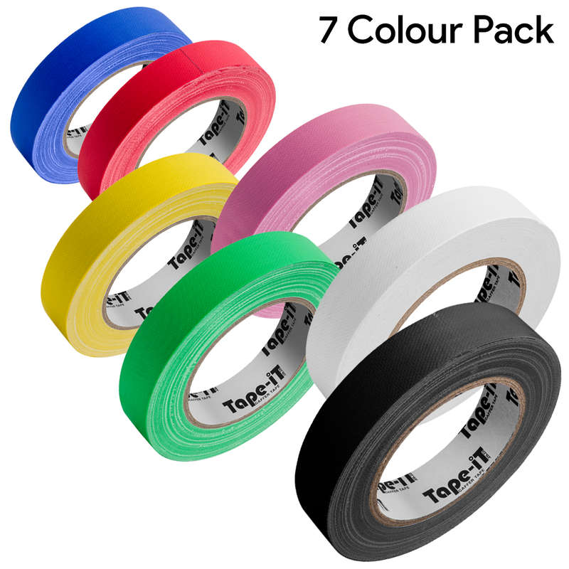 Tape-iT 7 Colour Pack of 1inch Gaffer Tapes 24mm x 25m | Ti2425CPG7