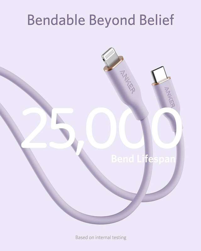 Anker PowerLine III Flow USB-C with Lightning Connector - Purple, 1.8m
