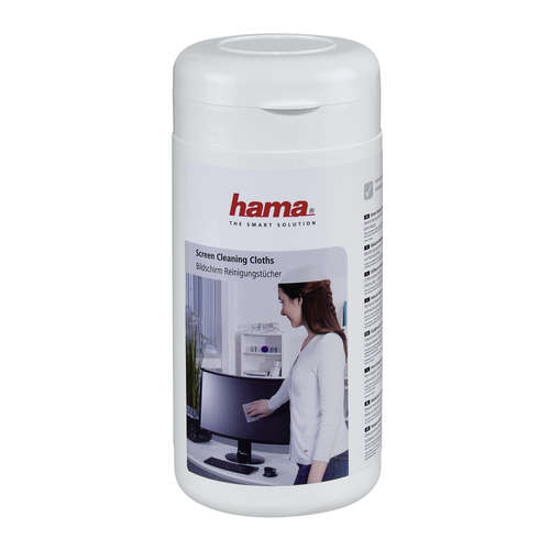 HAMA SCREEN CLEANING CLOTHS V2, 100 PCS, IN DISPENSER TUB-SUITABLE FOR OTHER SURFACES SUCH AS TAB...
