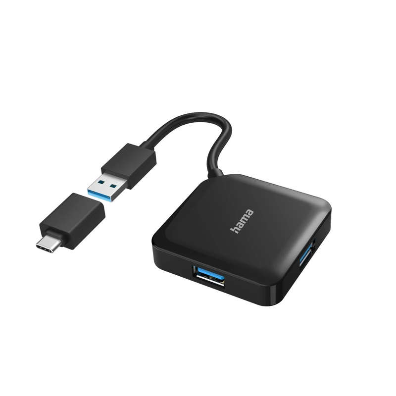 HAMA USB HUB 4 PORT USB3.2 GEN1 INCL USB-C ADAPTER
