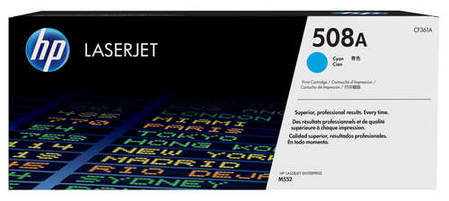 HP 508A CYAN LASERJET ENTERPRISE M552/M553 TONER CARTRIDGE CARTRIDGE YIELD 5000 PGS