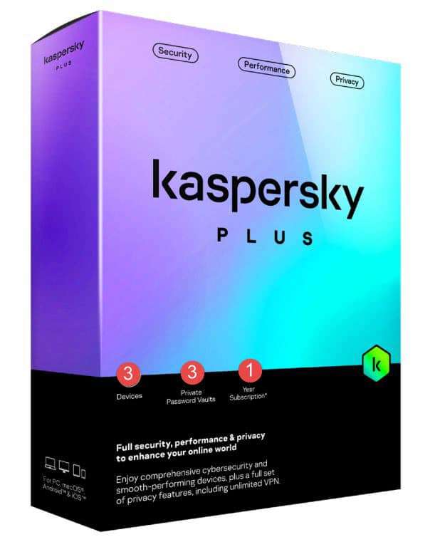 KASPERSKY PLUS - 1 DEVICE - 1 YEAR - PAP DVD - NO CD