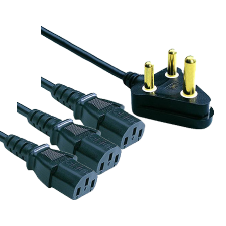 CABLE NORMAL 3PIN PLUG TO 3 X IEC 3.8M