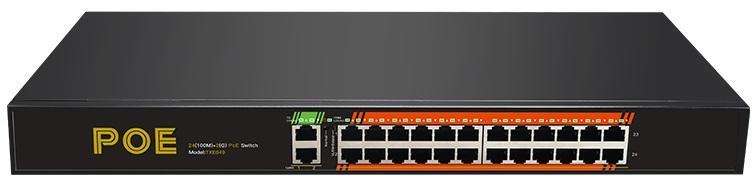 24PORT 10/100M POE+2PORT 1G IRON SHELL