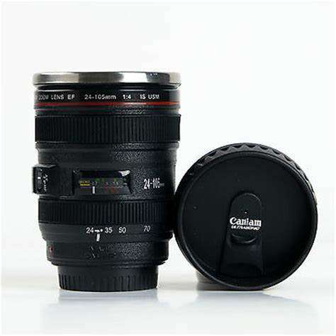 stainless steel camera lens self stirring cup
