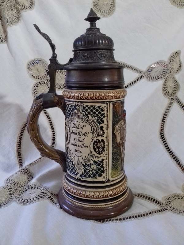 Antique Ceramic German Beer Stein with impressed marks - 2kg