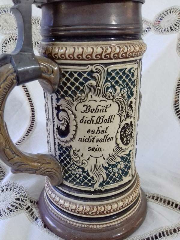 Antique Ceramic German Beer Stein with impressed marks - 2kg