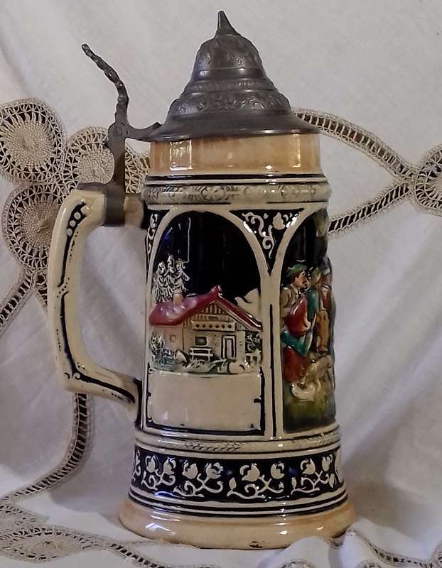 Antique Ceramic German Beer Stein with impressed marks - 2kg