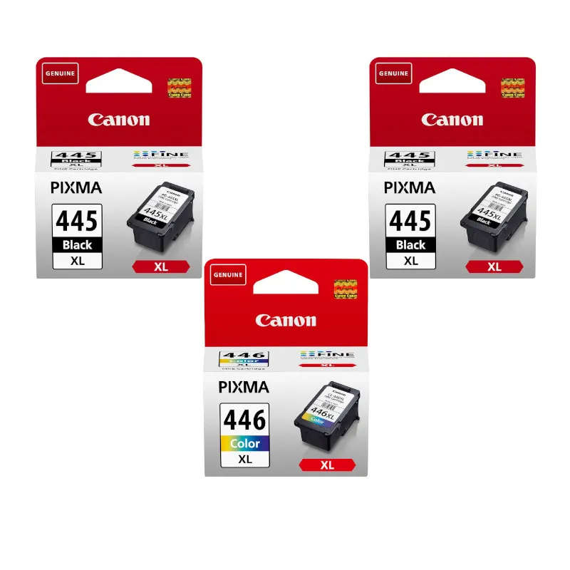 Canon iP2840, MG2440 Original Black x2 &amp Tri-Colour Ink Cartridges 445XL / 446XL