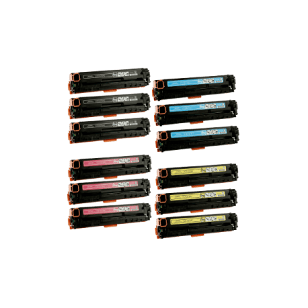 HP CE320A, CE321A, CE322A, CE323A Compatible Multipack x 3 Toner Cartridges 128A