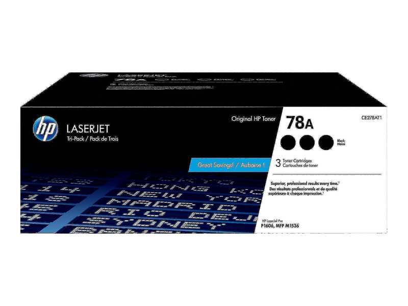 Original HP P1566,P1606 Toner (CE278A) Black Toner Cartridge 78A 3-Pack