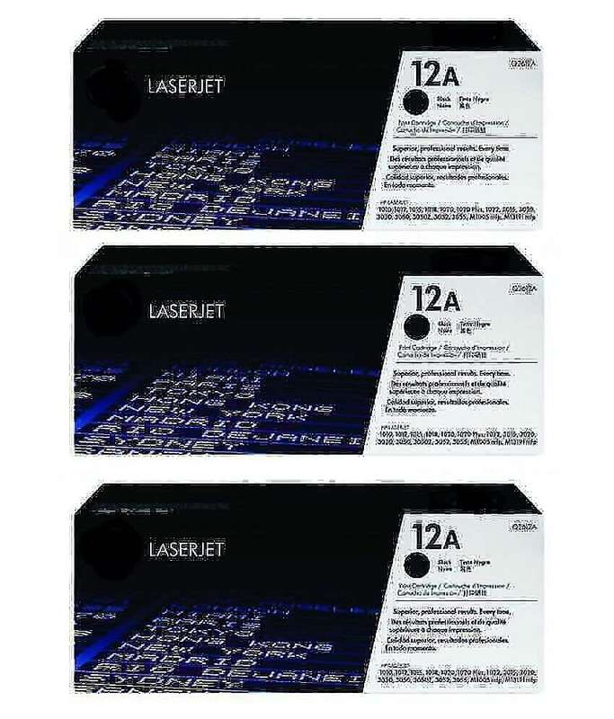 HP LaserJet 1018, 3050 Original 3Pack Black Toner Cartridges 12A