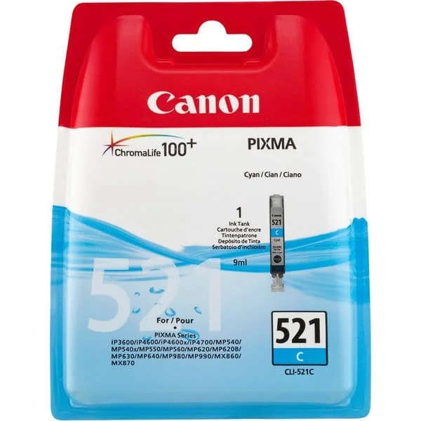 Original Canona iP3600 Canon Pixma iP4600  Cyan Ink Cartridge (CLI-521 C)
