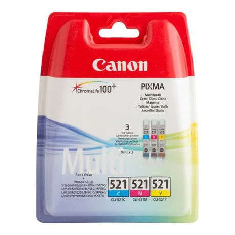 Canon iP3600, iP4600 Original Tri Color Ink Cartridge CLI-521 CMY