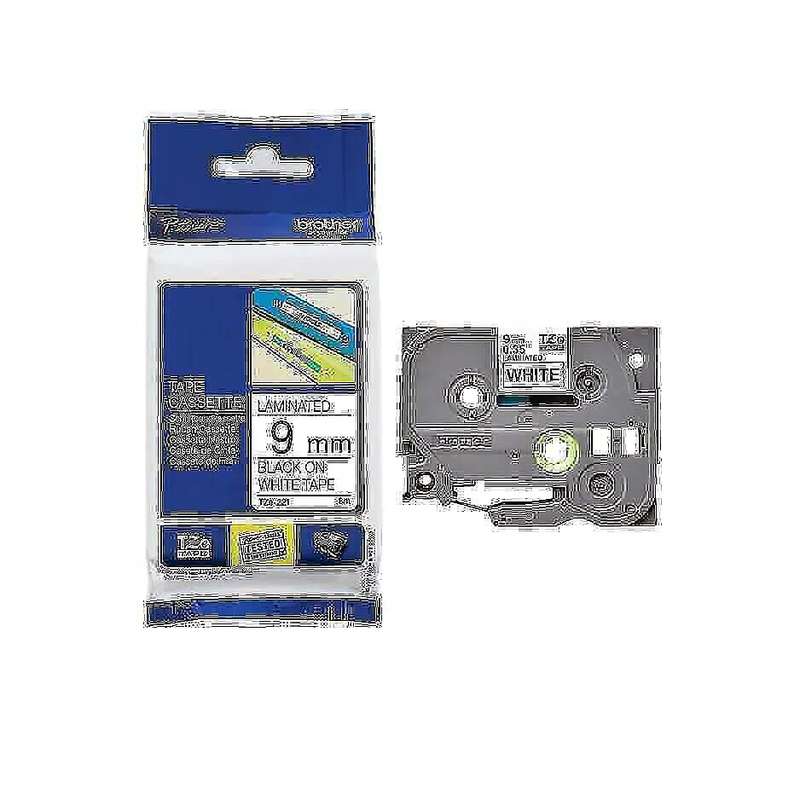 Brother Original TZe-221 Black on White Laminated Tape 9mm