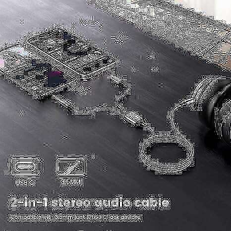 MOSWAG 2 in 1 3.5mm Aux Cable to 1.5mm Audio Aux Jack Cable 3.28FT/1M with Type C to AUX Cable Au...