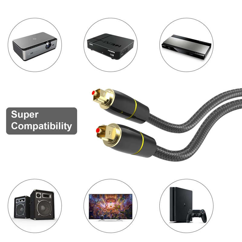 Optical Audio Cable, Optical Cable (3.3 Feet/1 Meter), TOSLINK Optical Cable for Soundbar, Audio ...