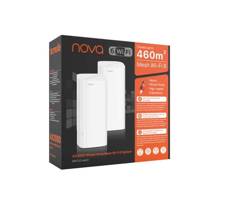 Tenda MX12 2-Pack AX3000 Wi-Fi 6 Mesh System | Whole Home Coverage